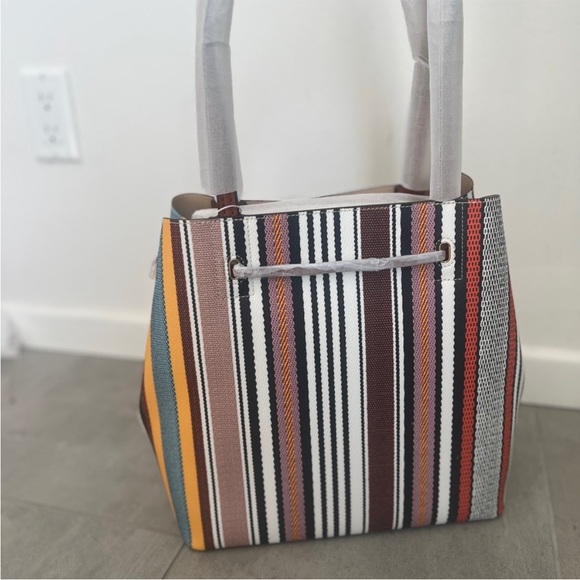 TORY BURCH Tote Drawstring Kerrington Stripe Webbing NWT - Picture 4 of 9